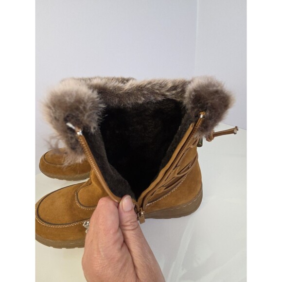 Journee Collection Zip Up Faux Fur Brown Eskimo Boots Sz 8.5 Winter Comfort - Picture 9 of 13